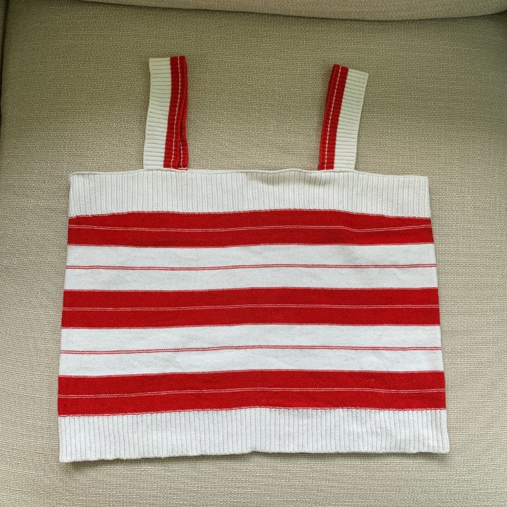 LOFT Red and White striped tank top